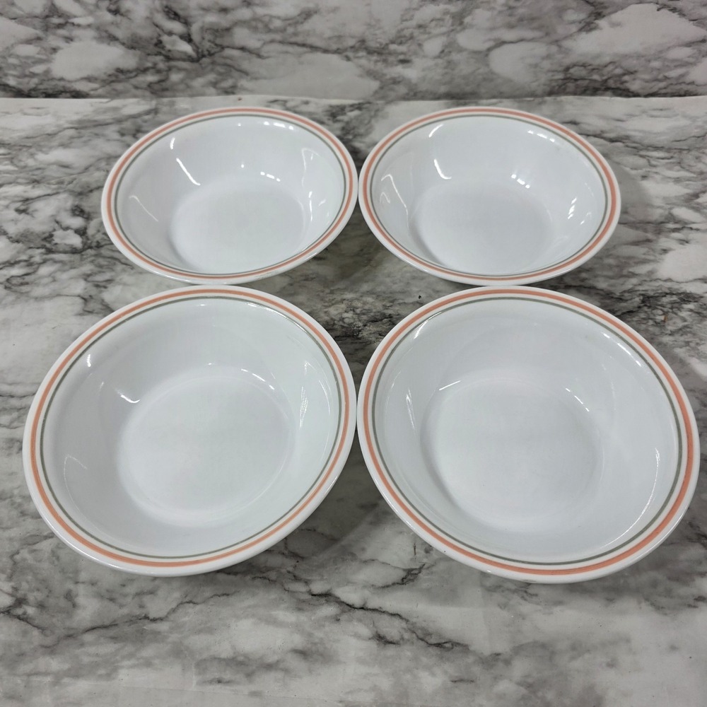 Vintage Corelle by corning peach floral 4 round soup/ceral bowls 7 1/4" usa